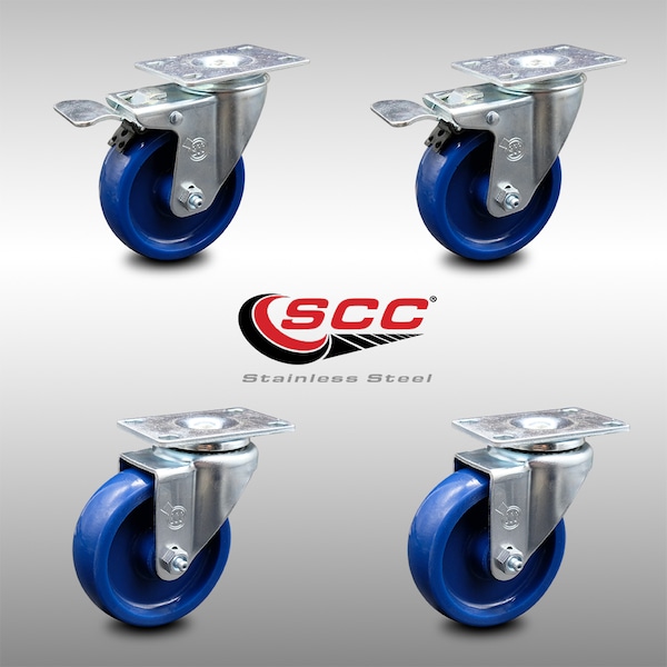 Service Caster 4 Inch SS Solid Polyurethane Top Plate Caster Total Lock Brakes SCC, 2PK SCC-SSTTL20S414-SPUS-2-S-2 - main